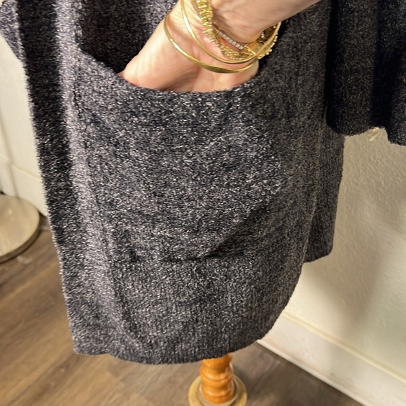 Barefoot Dreams CozyChic Lite Black Gray Open Front Cardigan Loungewear Size 2 - Picture 6 of 12